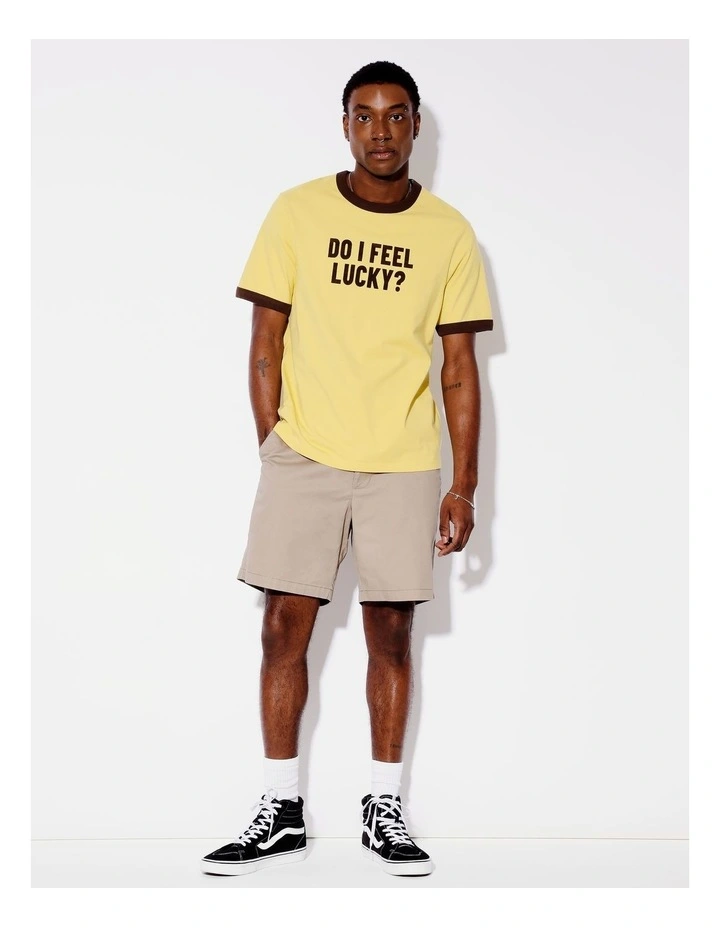 Lucky Punk Flocked Letter Tee in Yellow image 2