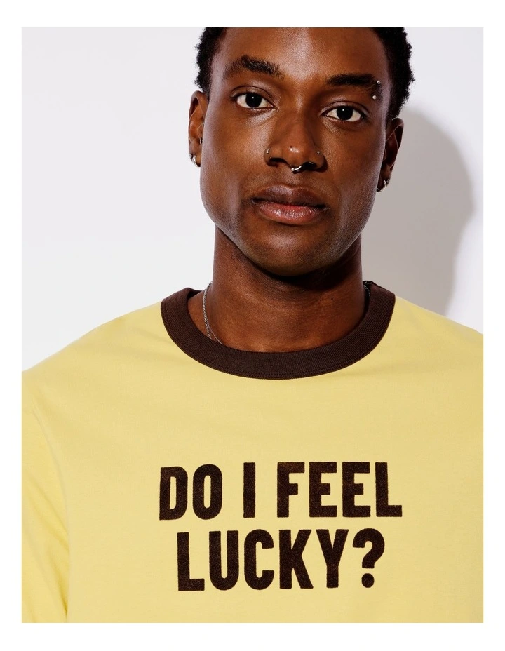 Lucky Punk Flocked Letter Tee in Yellow image 3