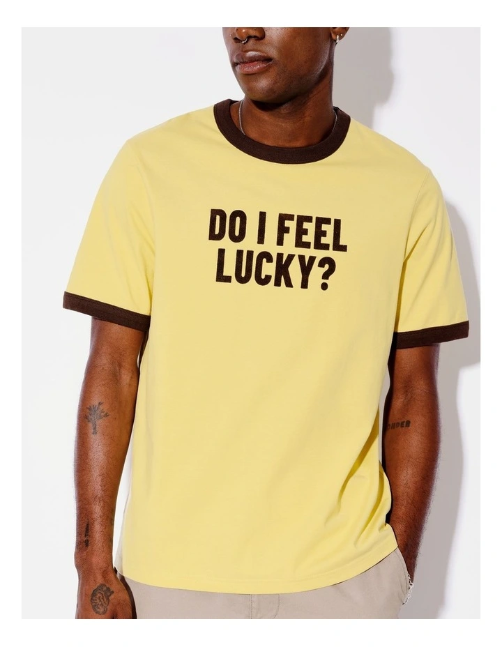 Lucky Punk Flocked Letter Tee in Yellow image 5