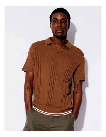 Nelson Knit Polo in Orange