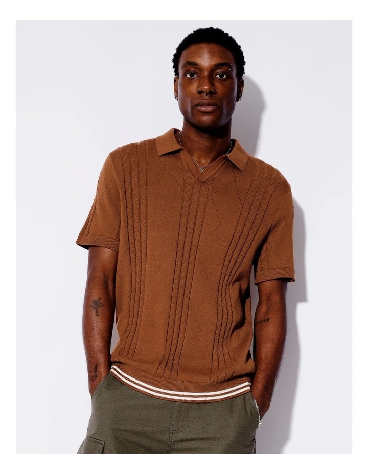 Nelson Knit Polo in Orange image 1