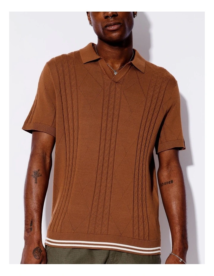 Nelson Knit Polo in Orange image 3
