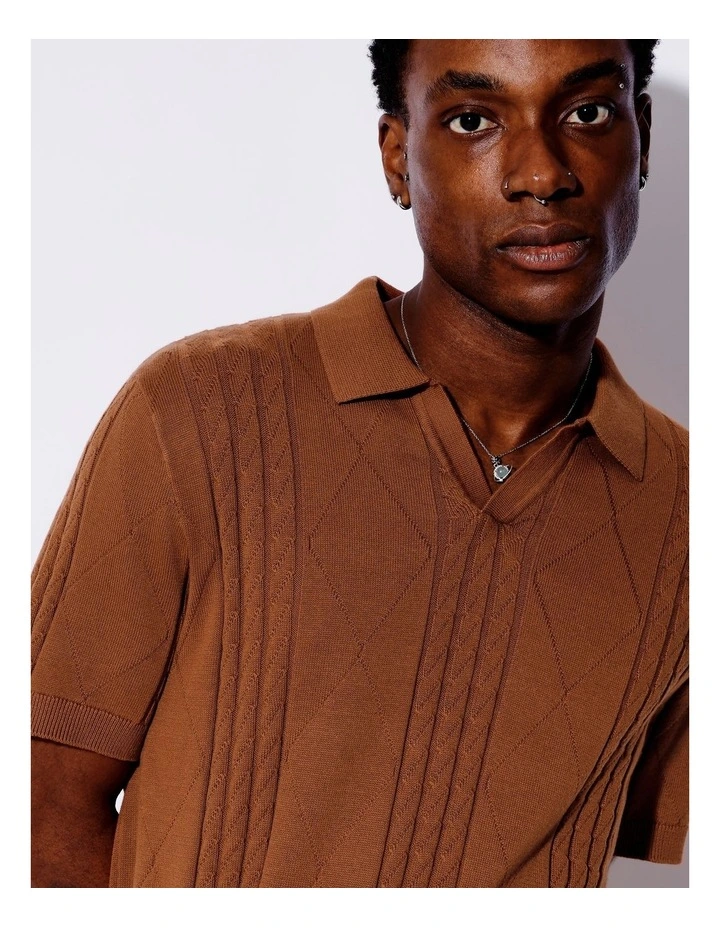 Nelson Knit Polo in Orange image 4