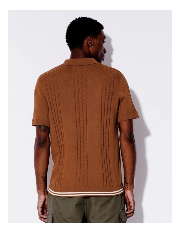 Nelson Knit Polo in Orange image 5