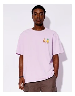 Hawaiian Oversized Placement Print Tee in Lilac