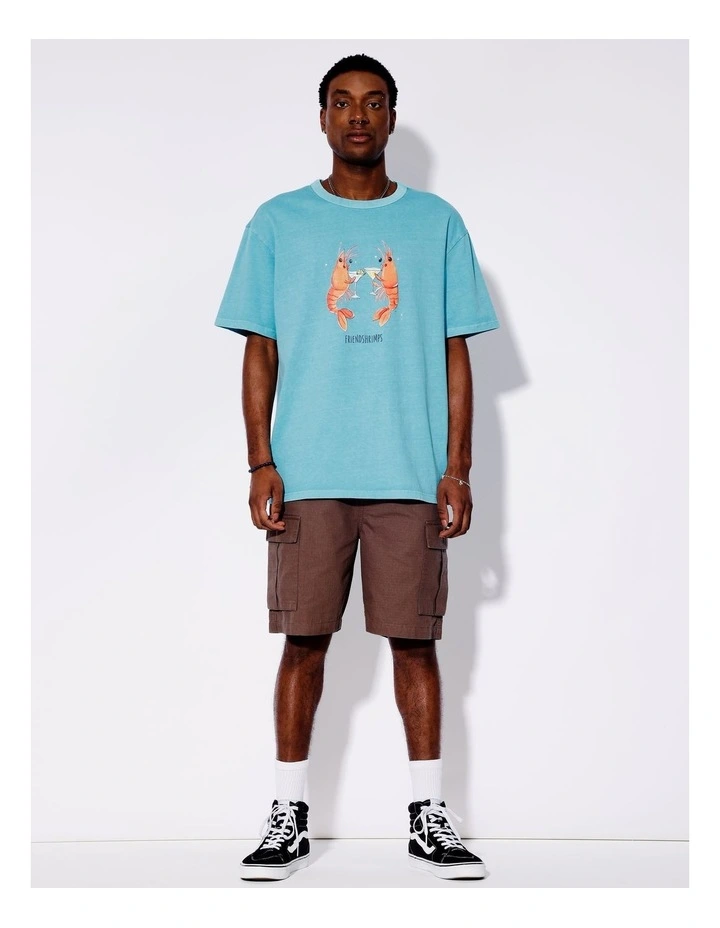 Friend Shrimp Oversized Placement Print Tee in Blue image 3