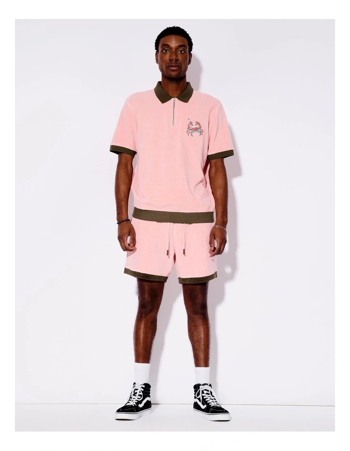 Terry Towelling All Gender Polo in Pink image 3
