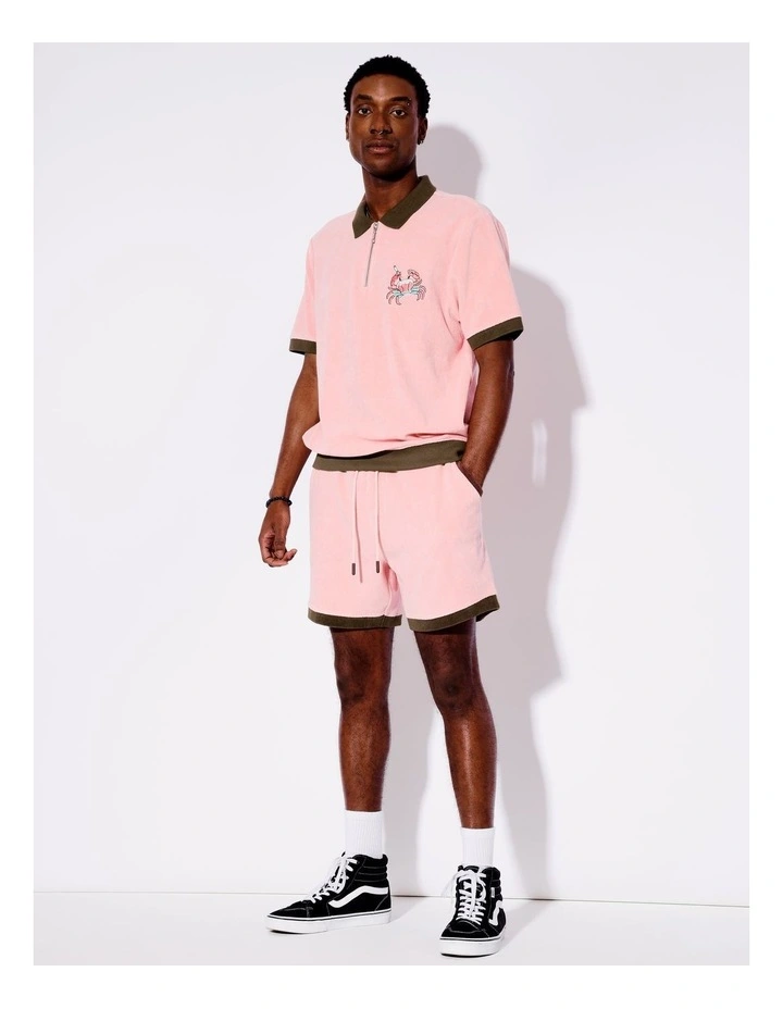 Terry Towelling All Gender Polo in Pink image 5