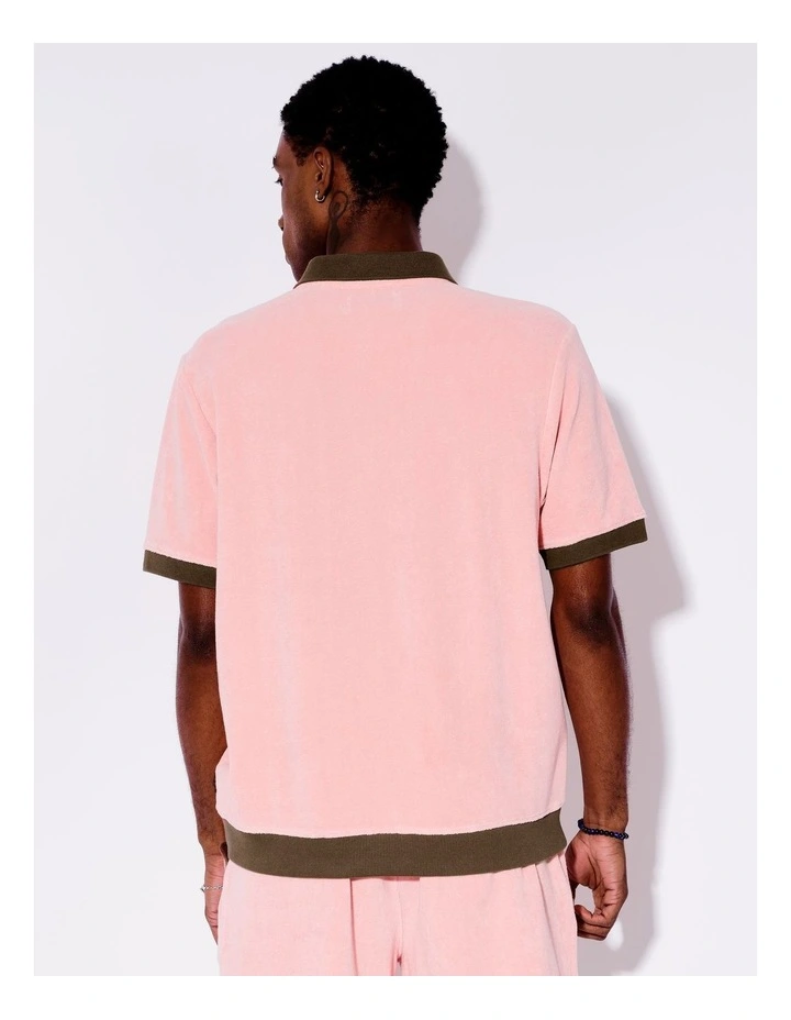 Terry Towelling All Gender Polo in Pink image 7