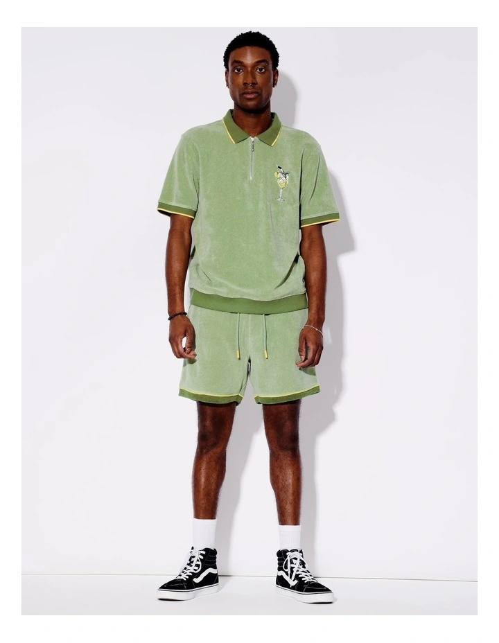 Terry Towelling All Gender Polo in Green image 3