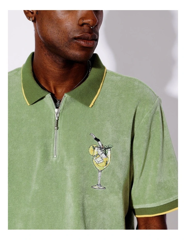 Terry Towelling All Gender Polo in Green image 5