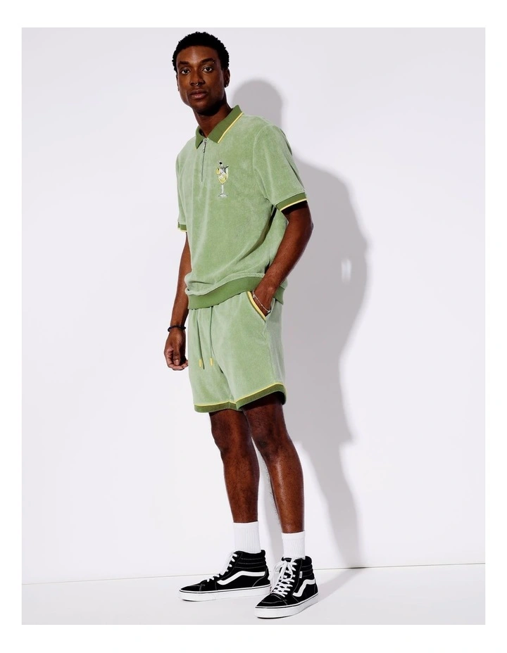 Terry Towelling All Gender Polo in Green image 6