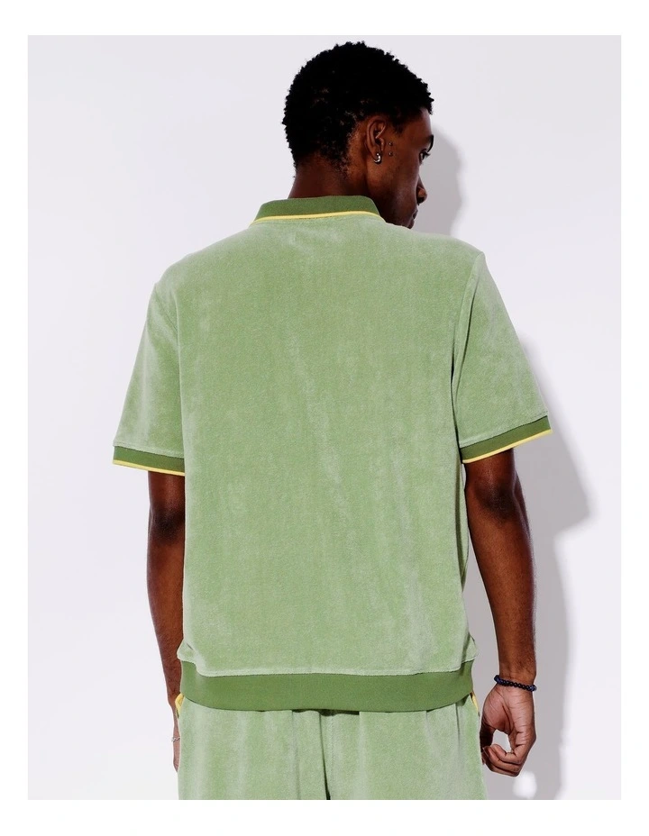 Terry Towelling All Gender Polo in Green image 7