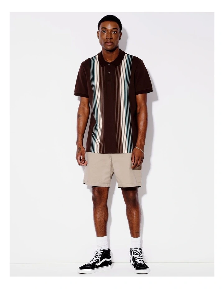 Stockton Stripe Short Sleeve Polo in Brown image 2