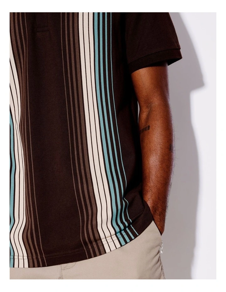 Stockton Stripe Short Sleeve Polo in Brown image 4