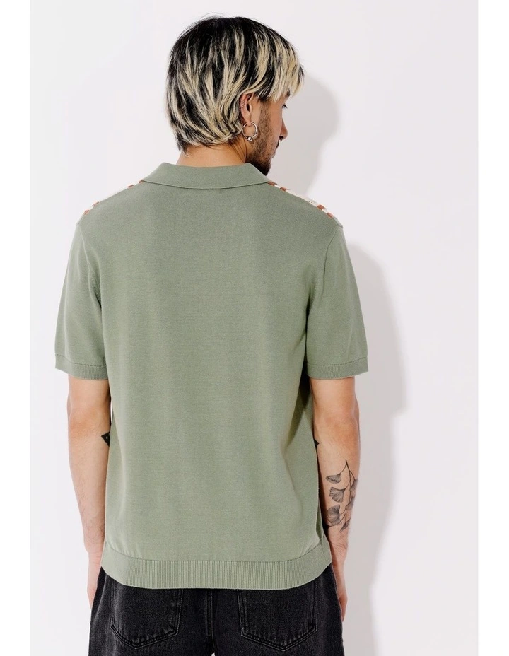 Mateo Stripe Knit Short Sleeve Polo in Green image 6