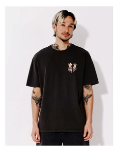 Diddly Squat Placement Print Oversize Short Sleeve Tee in Charcoal