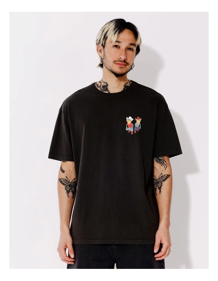 Diddly Squat Placement Print Oversize Short Sleeve Tee in Charcoal image 1