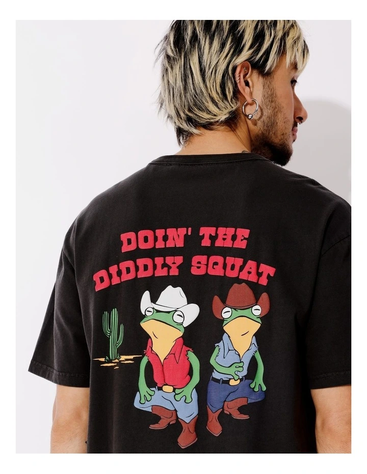 Diddly Squat Placement Print Oversize Short Sleeve Tee in Charcoal image 2