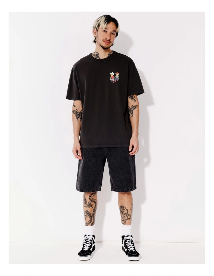 Diddly Squat Placement Print Oversize Short Sleeve Tee in Charcoal image 3