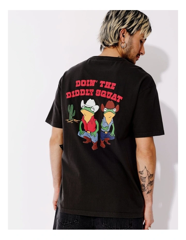 Diddly Squat Placement Print Oversize Short Sleeve Tee in Charcoal image 6