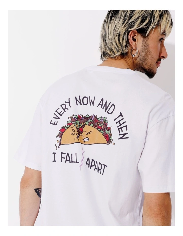 Taco Placement Print Pocket Oversize Short Sleeve Tee in White image 2