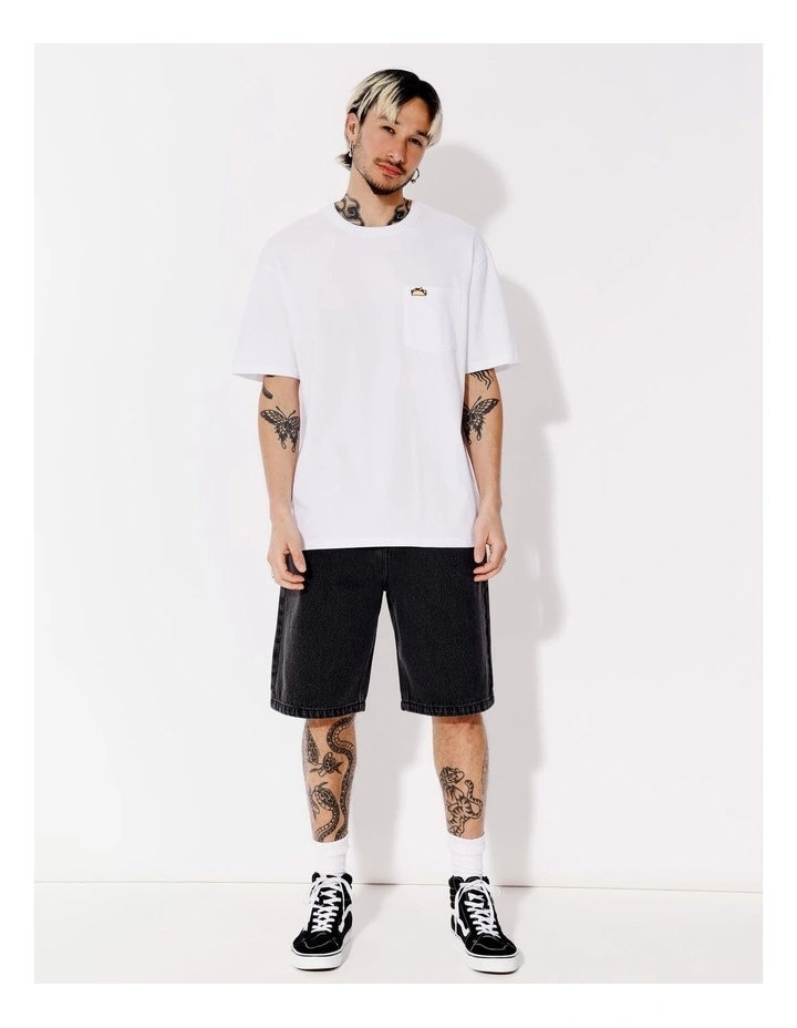 Taco Placement Print Pocket Oversize Short Sleeve Tee in White image 3