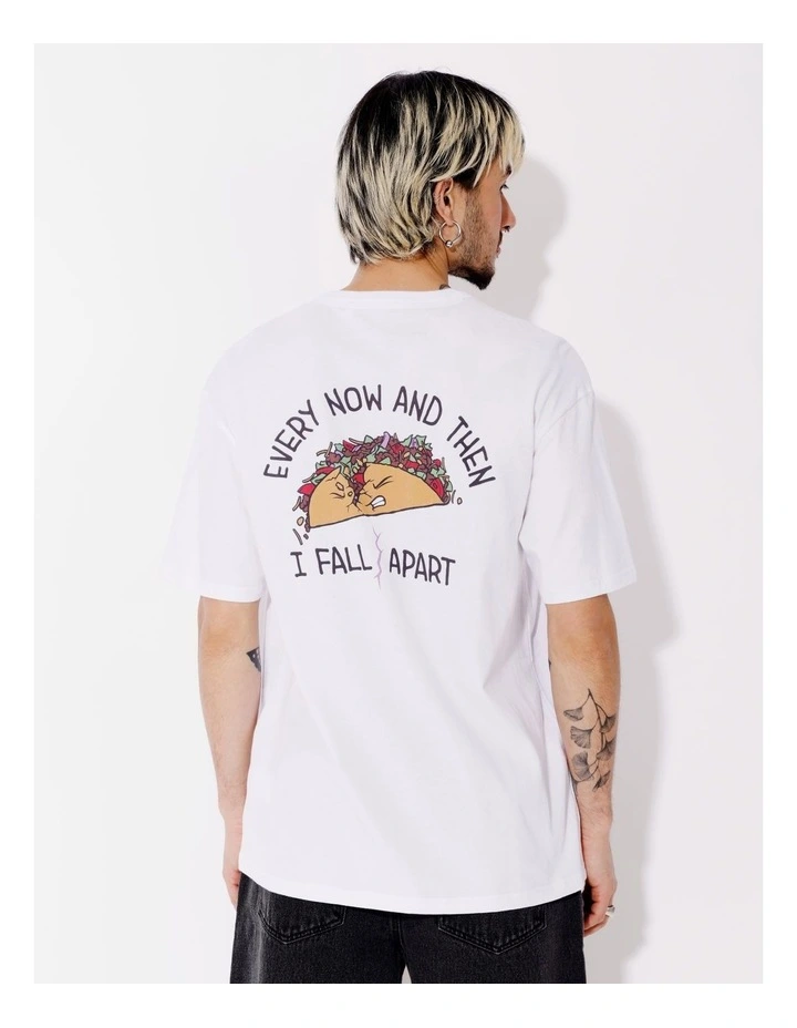 Taco Placement Print Pocket Oversize Short Sleeve Tee in White image 6