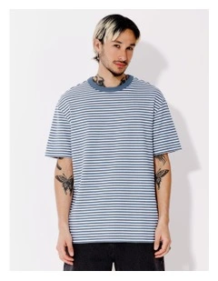 Spencer Stripe Oversize Short Sleeve Tee in Blue