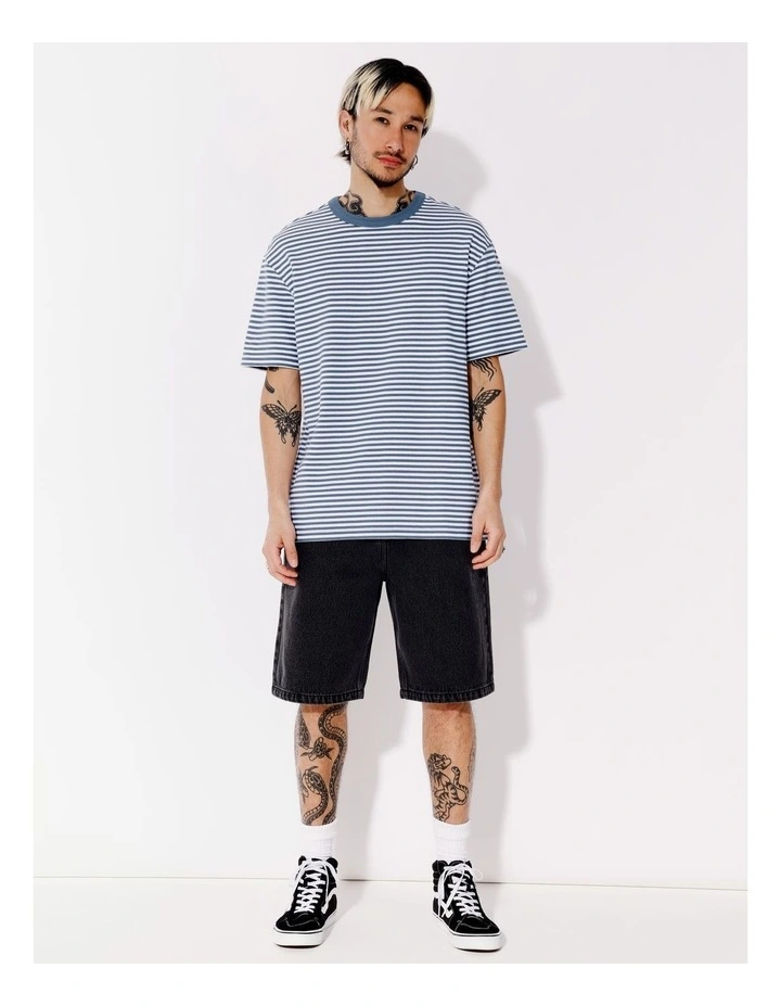 Spencer Stripe Oversize Short Sleeve Tee in Blue image 2