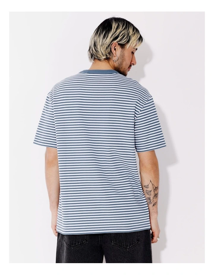 Spencer Stripe Oversize Short Sleeve Tee in Blue image 6