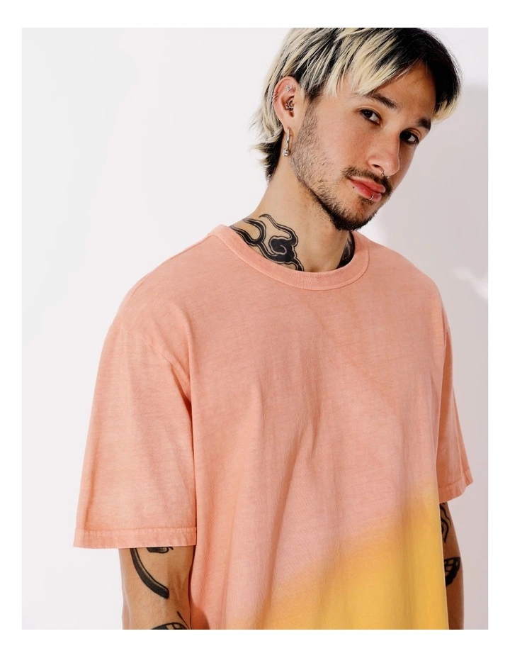 Dip Dye Oversize Short Sleeve Short Sleeve Tee in Pink image 5