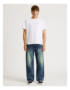 Wide Leg Denim Jeans in Dark Denim