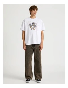 Coloured Wash Wide Leg Denim Jeans in Brown