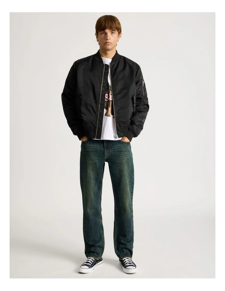 Coloured Wash Straight Leg Jeans in Green image 6