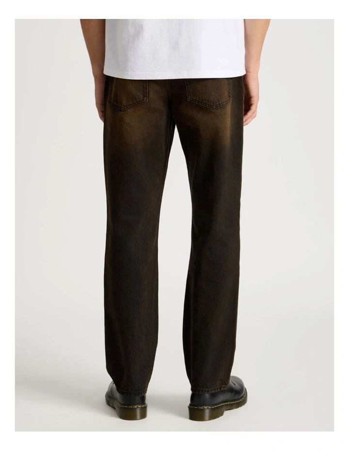 Coloured Wash Straight Leg Jeans in Brown image 6