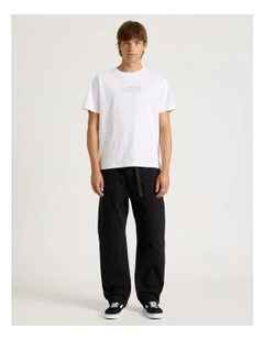 Straight Leg Denim Jeans with Built-In Belt in Black