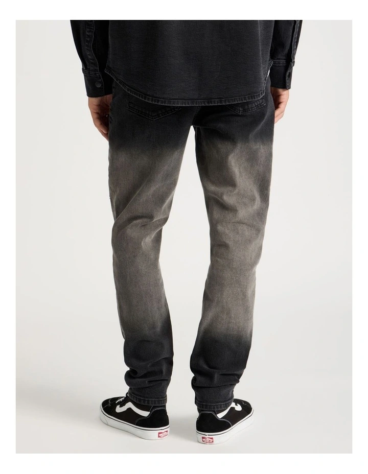 Rip & Repair Slim Jeans in Black image 4