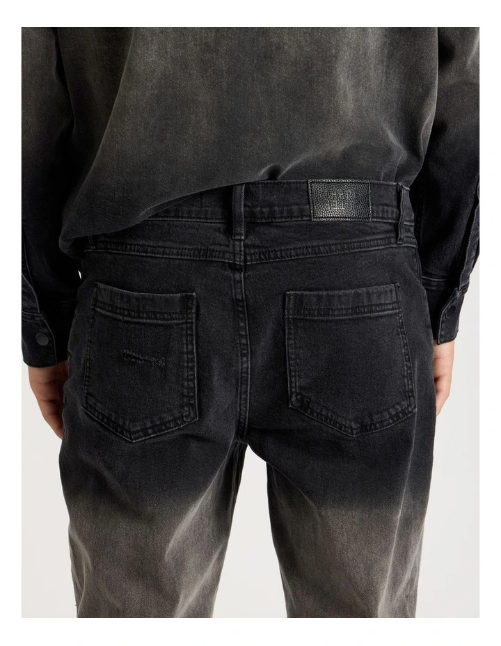 Rip & Repair Slim Jeans in Black image 5