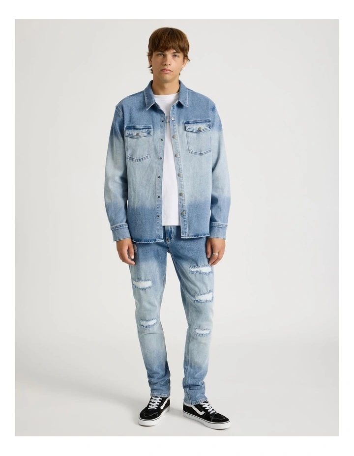 Rip & Repair Slim Jeans in Blue image 1