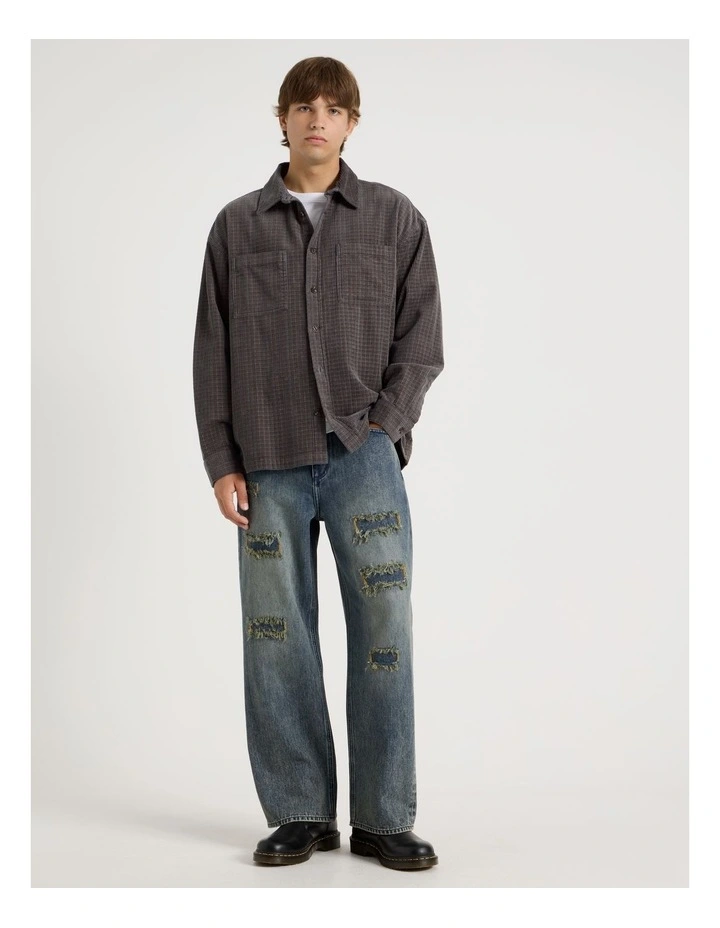 Rip & Repair Wide Leg Jeans in Blue image 1