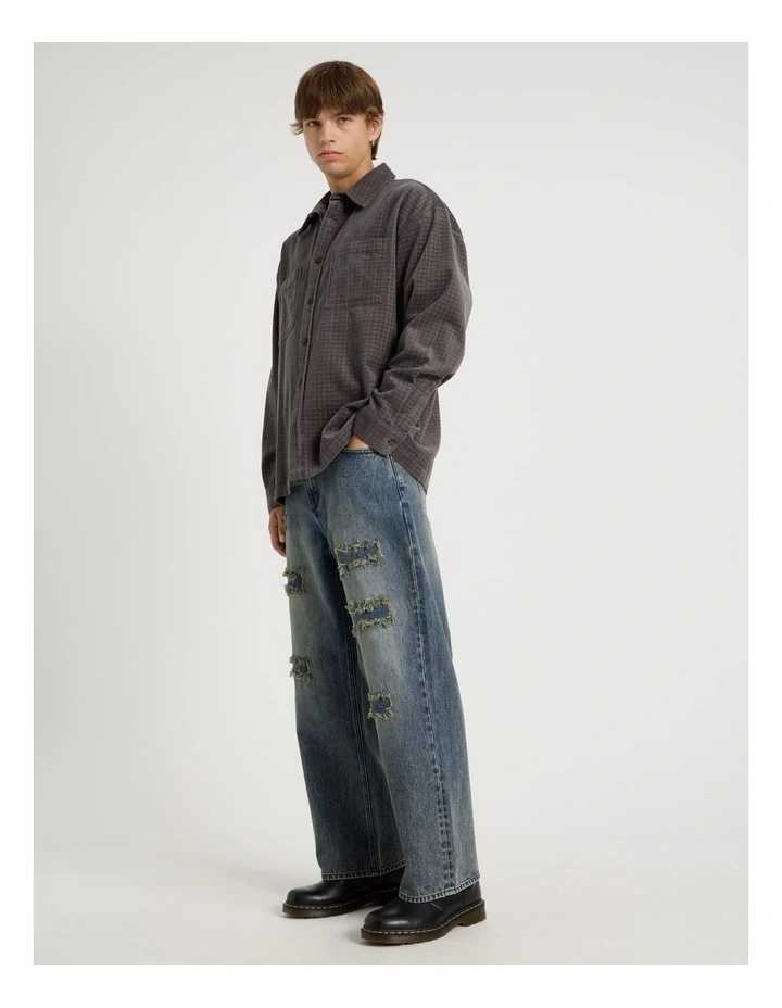 Rip & Repair Wide Leg Jeans in Blue image 4