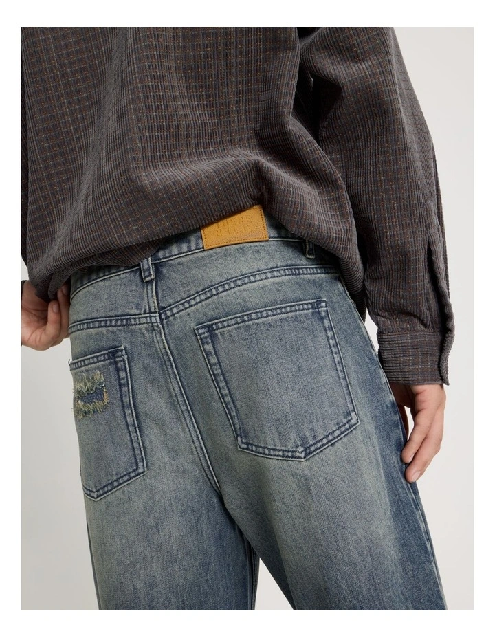 Rip & Repair Wide Leg Jeans in Blue image 7
