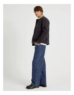 Textured Denim Wide Leg Jean in Blue