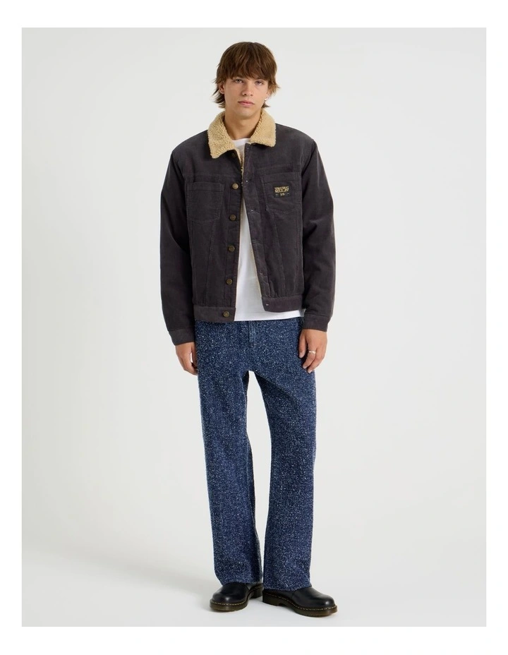 Textured Denim Wide Leg Jean in Blue image 3