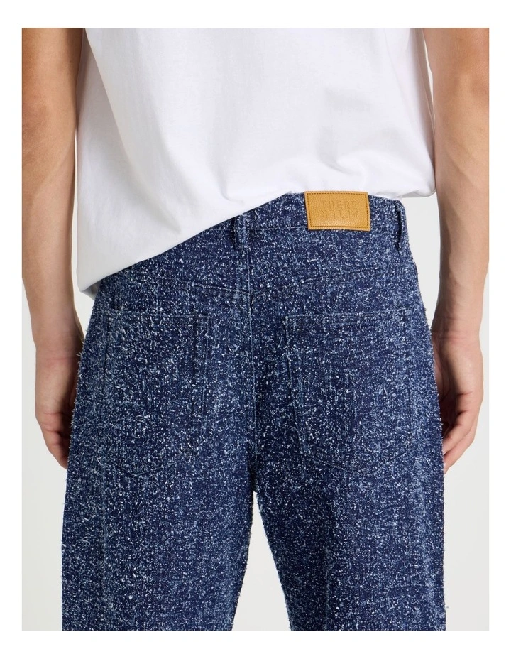 Textured Denim Wide Leg Jean in Blue image 4