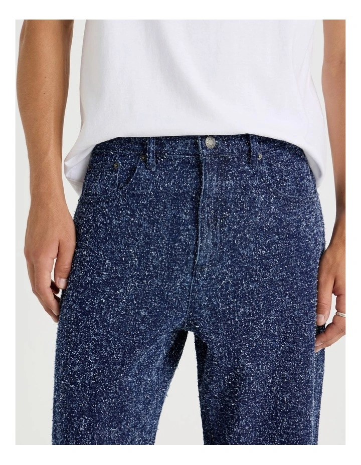 Textured Denim Wide Leg Jean in Blue image 5