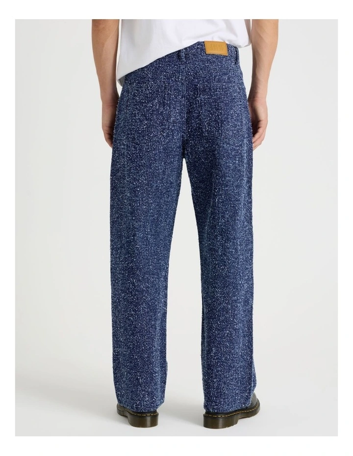 Textured Denim Wide Leg Jean in Blue image 6