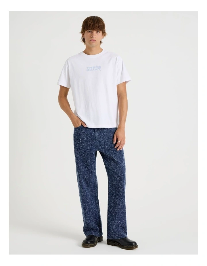 Textured Denim Wide Leg Jean in Blue image 7