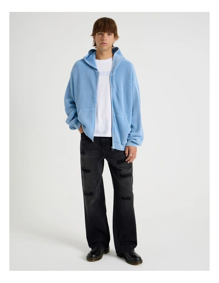 Rip & Repair Wide Leg Jean in Black image 1